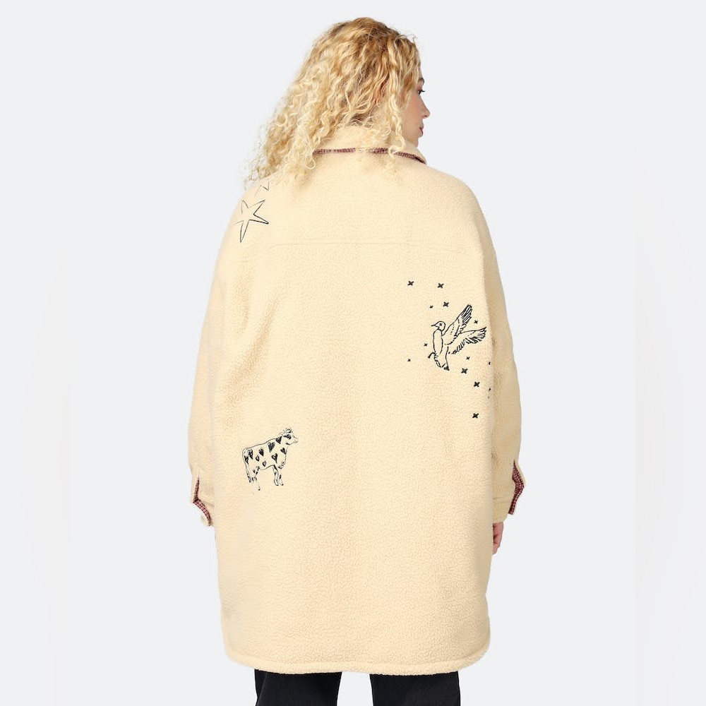 Obey Cream Sherpa Jacket with Embroidered Detail - Picture 6 of 16